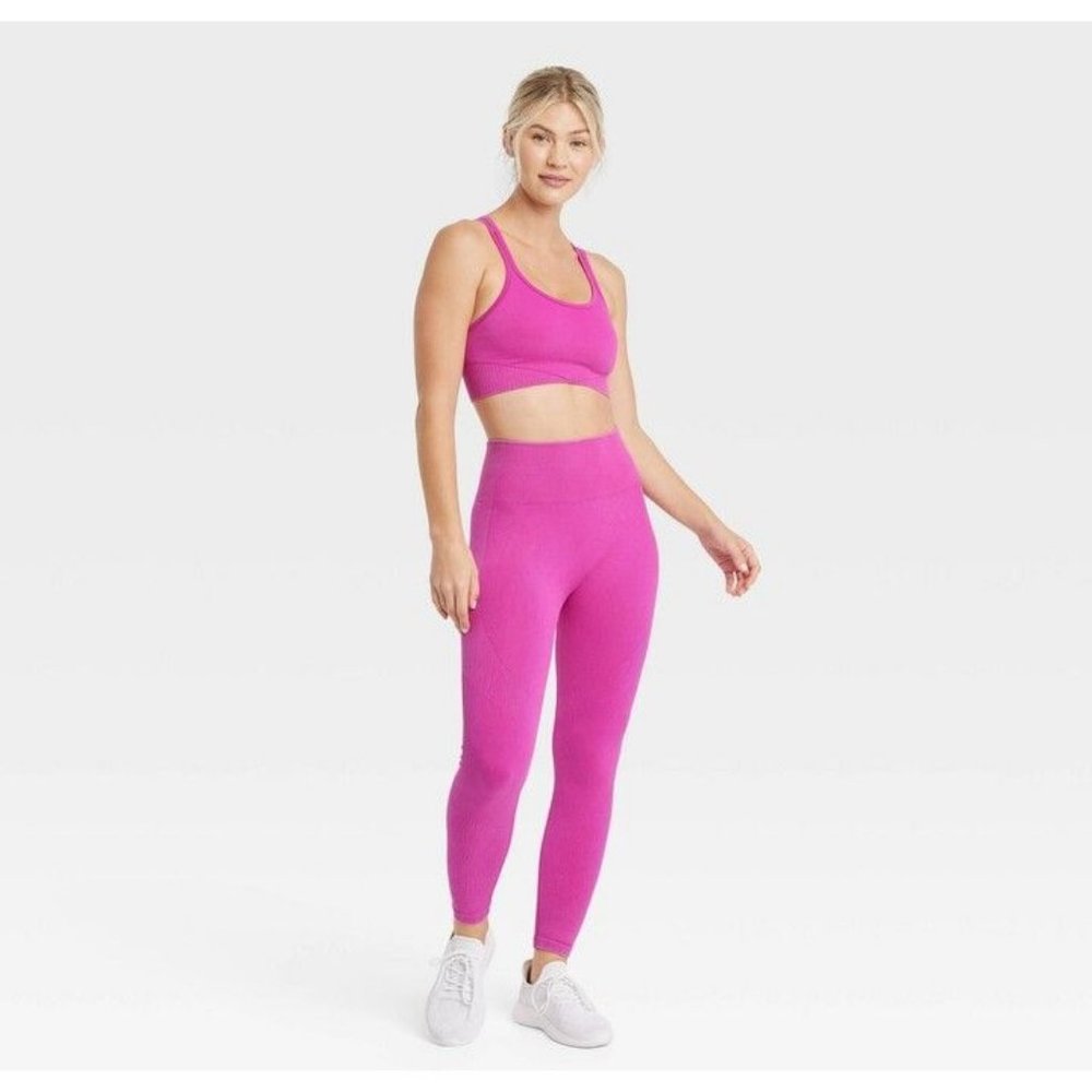JoyLab Women's Ribbed Seamless Bra Pink Size XS - Picture 3 of 5
